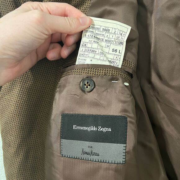 Ermenegildo Zegna Trofeo Silk Brown Glen Plaid Blazer 56L (IT)/46L (US) - Picture 2 of 7
